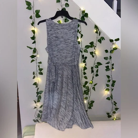 Stripped Grey V Neck Dress - Picture 2 of 3